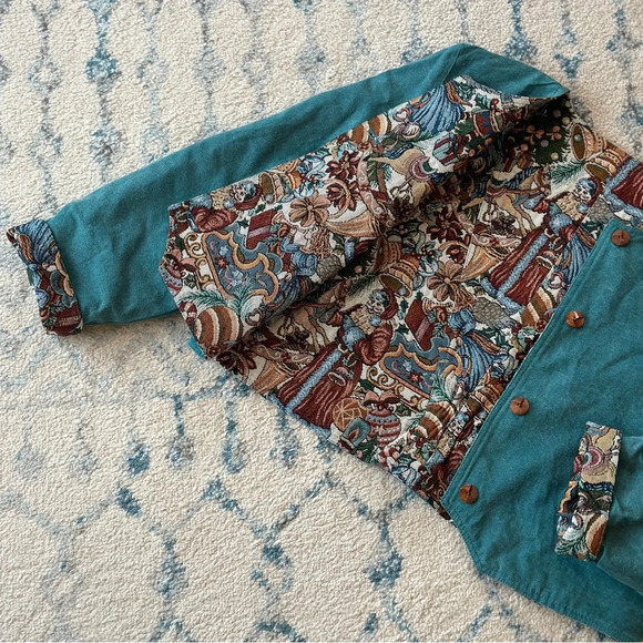 Vintage Reversible handmade tapestry canvas jacket - Size L - made in Canada - Picture 8 of 13